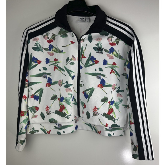 Adidas Bellista Cropped Track Jacket Floral Print ED4762 Women's US Size Small - Picture 2 of 13